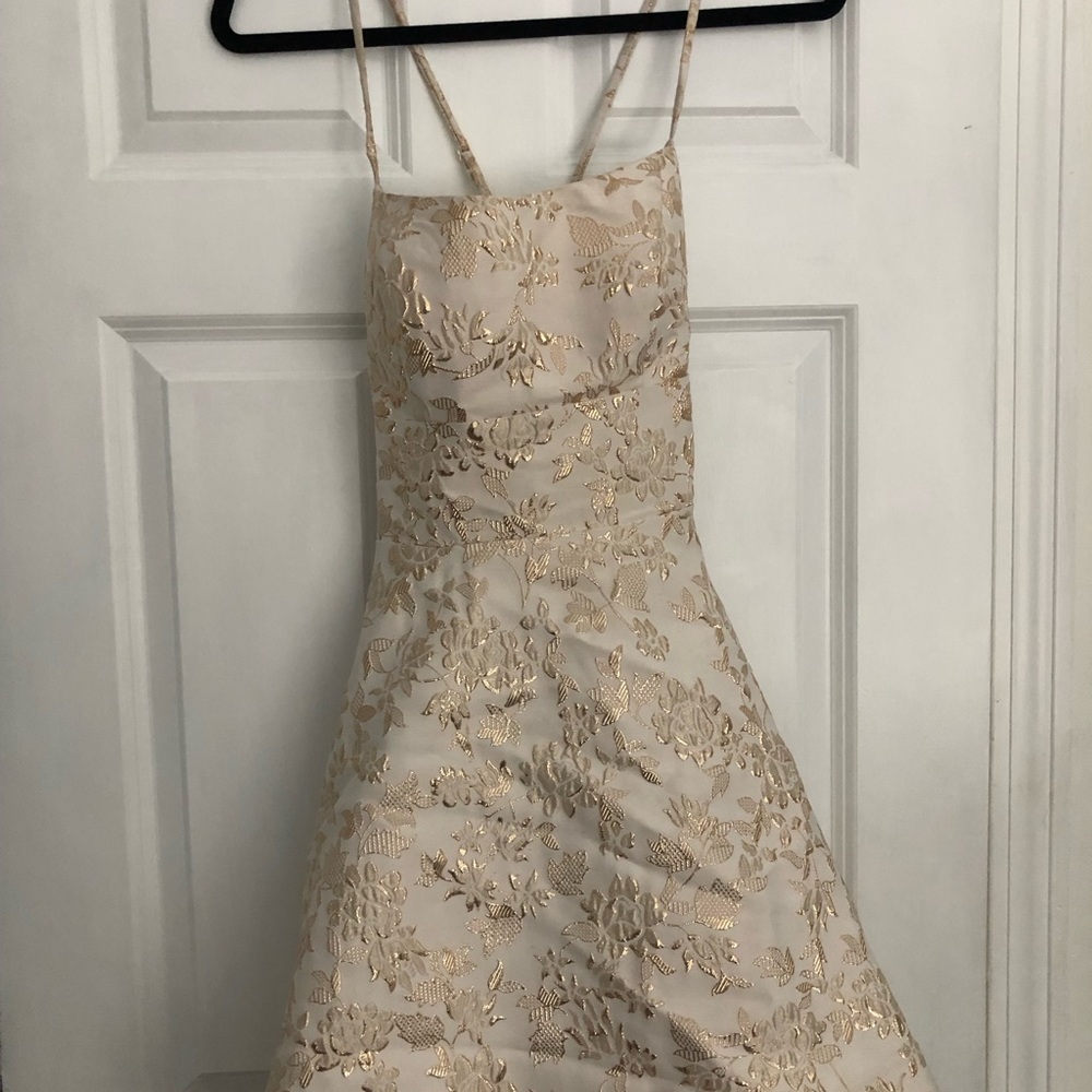 B Darlin Cream Dress with Gold Detail